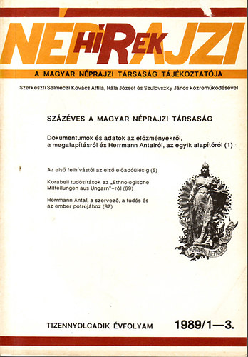 Néprajzi hírek 1989/1-3. (XVIII évf.)