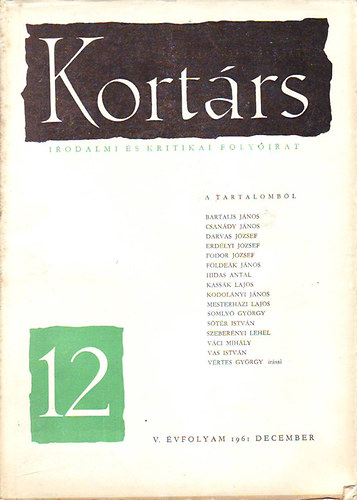Kortárs Irodalmi és kritikai folyóírat V. évf. 12. 1961. december
