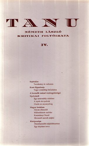 Tanu - Németh László kritikai folyóirata IV. 1933/ápr.